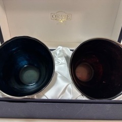 未使用、ORIBE銀彩ペアグラスと小皿セットの画像