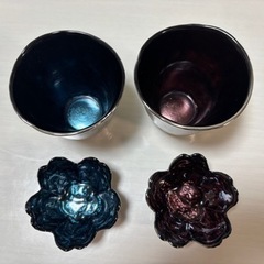未使用、ORIBE銀彩ペアグラスと小皿セットの画像