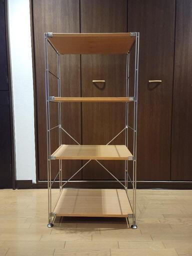 美品★無印 ステンレスユニットシェルフ　オーク材棚セット・中 ステンレスユニットシェルフ オーク材棚セット 小 | 無印良品