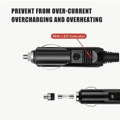 3wayカープラグスプリッターアダプター、LEDライト付き、16AWGワイヤー、15Aヒューズ - 複数デバイス用電源充電ポート、ブラック＆レッドシガーライターコネクター、プラグアダプターの画像
