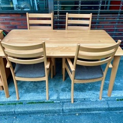 《売約済》【池上店】 【～4/14限定SALE！店内全品20%お値引き！】ニトリ 4Pダイニングセット 4人掛けダイニングセット 4人掛け ダイニングセット ダイニングテーブル ダイニングチェア 食卓 Nコレクション 4人 テーブル ビーチ材 無垢材 の画像