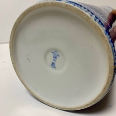 美品　深川製磁 青吹　染付　隠れ鷺文　丸瓶花入の画像