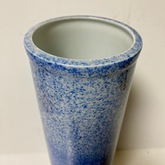 美品　深川製磁 青吹　染付　隠れ鷺文　丸瓶花入の画像