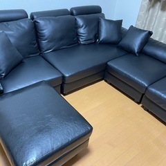 【譲り先決定】タンスのゲン　ソファー3人掛け　オットマン×3 クッション×3