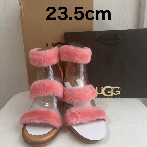 UGG ファーサンダル 新品 ピンク コーラルピンク  カジュアル フォーマル フラップヒール