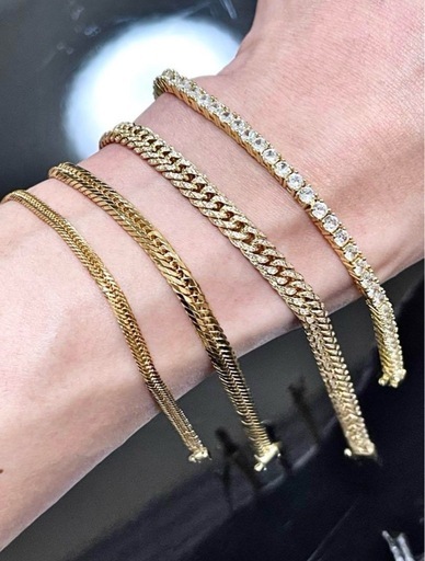 K18 ダイヤモンド付6面Wブレスレット17.9g 18cm