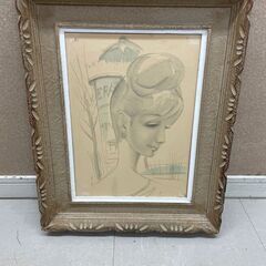 東郷青児? 美人画 額装 女性 絵画 人物画 美術品 (R2437axwY)