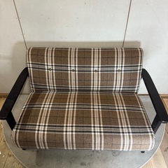 【870】【美品】ブラウンチェック柄ベンチ