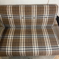 【870】【美品】ブラウンチェック柄ベンチの画像