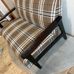 【870】【美品】ブラウンチェック柄ベンチの画像