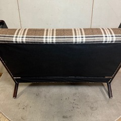 【870】【美品】ブラウンチェック柄ベンチの画像