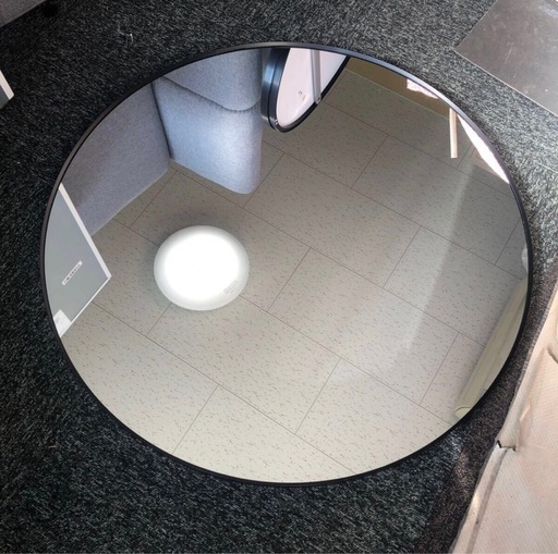 IKEA イケア リンドビーン LINDBYN ブラック 約80センチ 大型 円形 鏡 ミラー ③