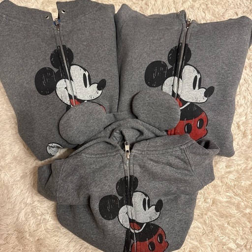ディズニー公式ミッキー耳付きパーカー親子ペア♡