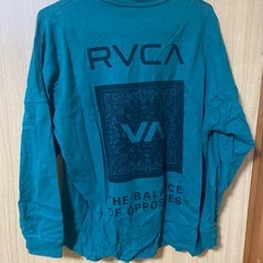 RVCA 長袖シャツ 緑色 バックプリントの画像