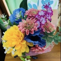 値下げ❗️★くまさん親子と造花の2点セット★の画像