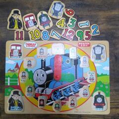 【かたちパズルとけい】木のおもちゃ　トーマス