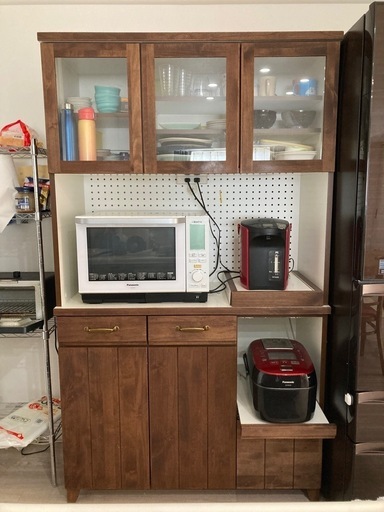 【4月頭_現地引き取り】食器棚　木製　ウォールナット