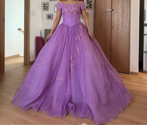 パープル　ラプンツェル風　カラードレス　低身長もOK　7号