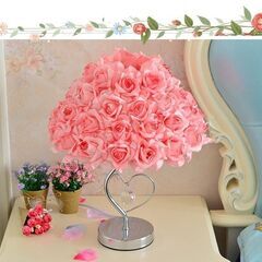 ピンク 薔薇のお花のスタンドライト ローズランプ バラROSE 花大輪 LED電球対応 エレガントアンティークインテリアの画像