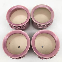 ss7472 未使用 ミニ植木鉢 3号 4個セット ピンク 花飾り付 陶器鉢 直径10cm 丸型 フラワーポット プランター ミニ 小さい鉢 かわいい 観葉植物 多肉植物 花 ガーデニング 植木鉢 未使用品の画像