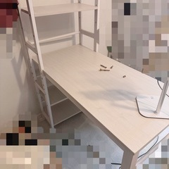 ラック一体型 スマートパソコンデスク：ホワイトウォッシュ の画像