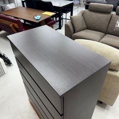 【超美品‼️】ニトリ 80cm幅5段ハイチェスト タンス 衣類収納家具 木目調ダークブラウン♪の画像