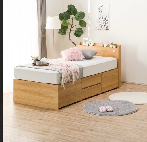 ニトリ　シングルベッド　ジオチェスト前モデル ニトリ シングルベット（ジオ チェスト40T/LBR） - メルカリ