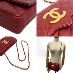 シャネル CHANEL ショルダーバッグ マトラッセ  ココマーク シングルフラップ ダブルチェーン レッドの画像