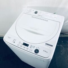 ID:sg219137 シャープ SHARP 洗濯機 一人暮らし 中古 2021年製 全自動洗濯機 5.5kg ホワイト 送風 乾燥機能付き ES-GE5E-W  【リユース品：状態B】【送料無料】【設置費用無料】
