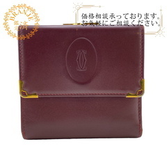 カルティエ CARTIER 三つ折り財布 ワインレッド