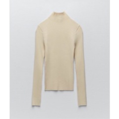 ZARA ザラ リブニット オフホワイト ハイネック