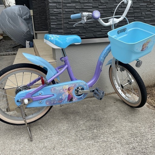 美品▼ 16インチ 身長98～116cm 子供用自転車 ディズニー アナと雪の女王S 4歳 5歳 補助輪付き自転車 女の子 水色 ブルー トイザらス限定