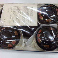 ★ 漆器 吸物椀 5客 丸亀城 団扇 山中塗 汁椀の画像