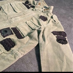 6as3【JKPD】スカル　ワッペン　ミリタリージャケット　カーキ古着の画像