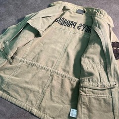 6as3【JKPD】スカル　ワッペン　ミリタリージャケット　カーキ古着の画像