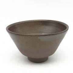 ss7402　備前焼 一陽窯 茶碗 ブラウン 共箱付 陶器製 茶碗 茶道具 抹茶茶碗 抹茶椀 すり鉢型 茶わん 和食器 和風 工芸品 茶碗 中古の画像