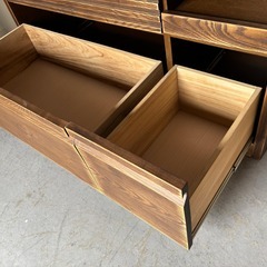 河口家具 おしゃれ キッチンボード、食器棚、天然木、幅120cm Used/キレイの画像