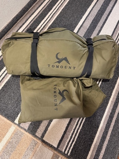 TOMOUNT パップテント TC軍幕 ・前幕および8tail 二又ポール３点セット　（アーミーグリーン）