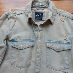 ダメージ加工メンズシャツZARA(L)の画像