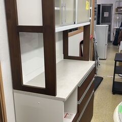 (i)食器棚QF カカオチェリー 収納ラック キッチン 台所 幅120×高さ200×奥行50 日本製 の画像