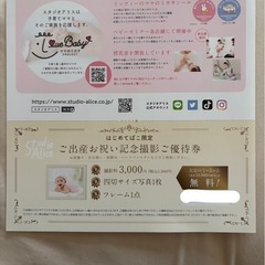 スタジオアリス記念撮影ご優待券