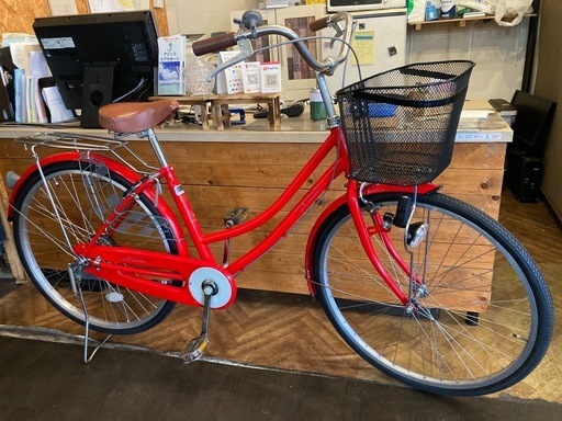 【前後タイヤ・後輪チューブ新品！】シングルギア 26インチ自転車　赤