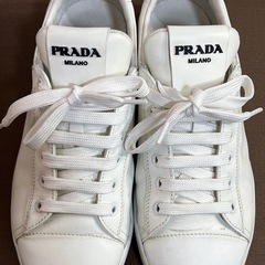 プラダ PRADA スニーカー ロゴ レザー レザー ホワイト 2EG400