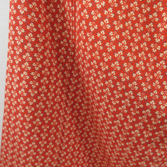 小紋 小花文様 袷 バチ衿 橙色 正絹 仕立て上がり カジュアル着物 身丈161cm 【キモノオフ野々市若松店】の画像