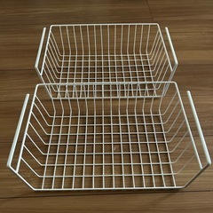吊戸棚用バスケット　2個セット　ホワイト　ダイソー　の画像