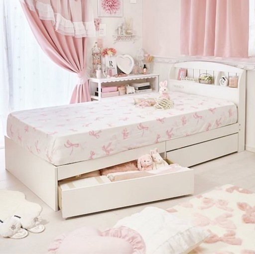 【決まりました】ロマプリ ベッドフレーム【大型】たっぷり収納ベッド（シングル）