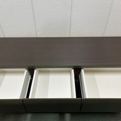 NITORI ニトリ 4段 シンプルローチェスト 木製 洋タンス 整理箪笥 スライドレール ブラウン WISH3-140-4LC DBR3 幅138.5cm×奥行42cm×高さ93cmの画像
