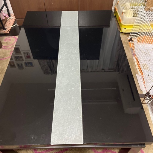 こたつ付きモダンテーブル スチール風脚のオシャレなウォールナット材を使った和モダン、大きめ 