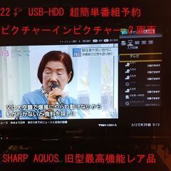 【アクオス22型TV】外付けUSB-HDD ピクチャーインピクチャーPBP可 HDMI/VGA/RCA-Pin/Digtal7入力 付属あり美品良品1920x1080フルハイビジョン地上/BS/110度CSデジタルAQUOSファミリンク[SHARP AQUOS LC-22K7]