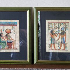 アート　古代エジプトのパピルス画　取りに来てくれる方　額装付き（...